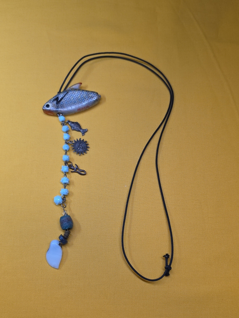 Handcrafted Charm Necklace Featuring a Fish-Shaped Pendant (Vintage Heddon Lure)